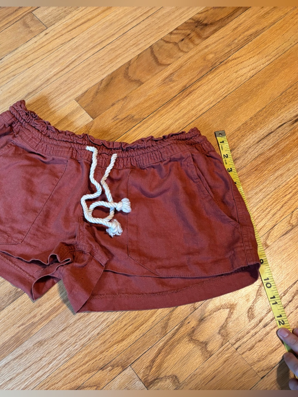 Roxy Women's Rust Drawcord Linen Shorts - Large - Picture 6 of 6